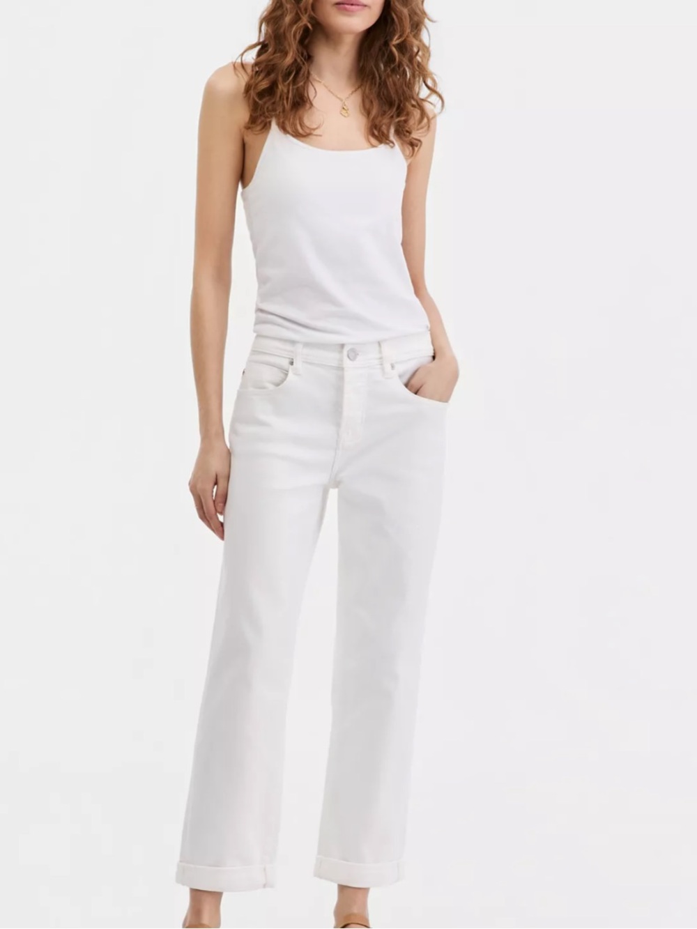 NWT Liverpool White Rolled Cuff Keeper Boyfriend Cropped Jeans Size 10/30